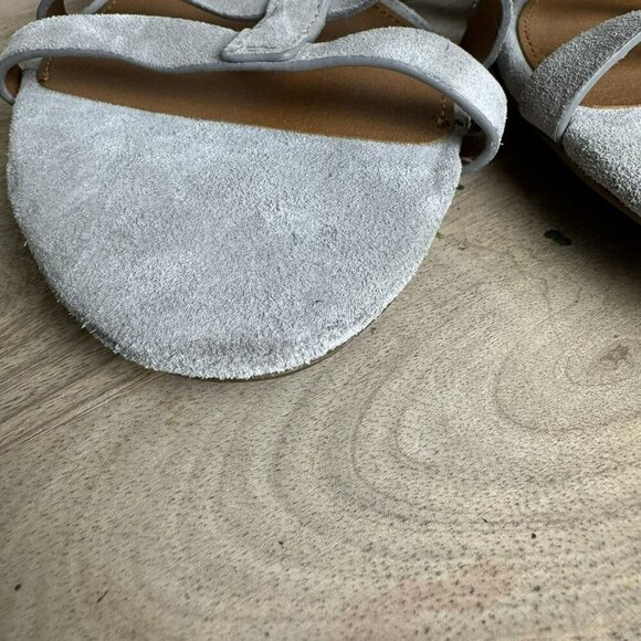 Franco Sarto Finesse Cage strappy Gladiator Sandal Sz‎ 10M Grey Suede Block Heel - Picture 10 of 10